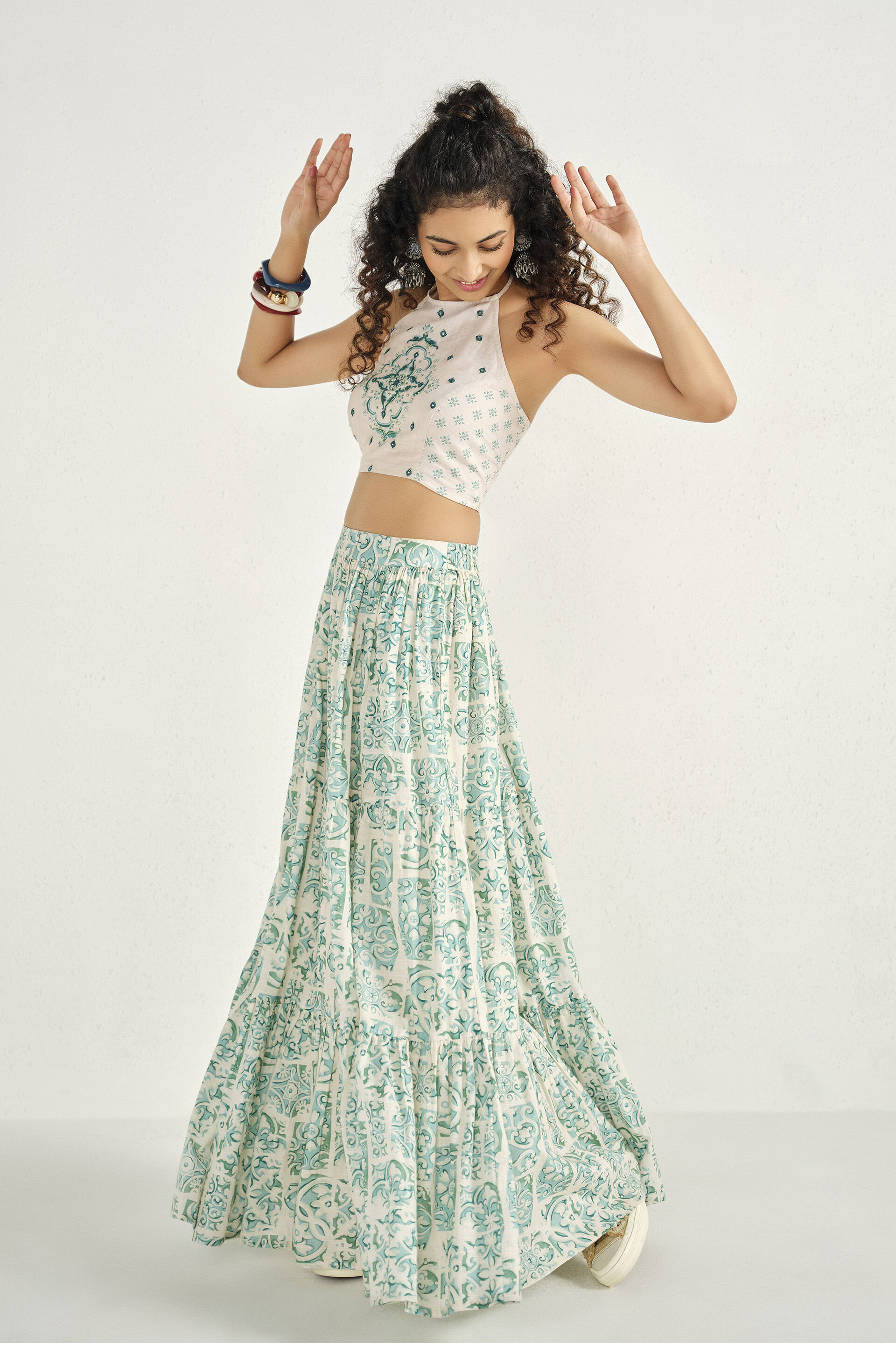 Teal Garden Skirt Set, Teal, image 4